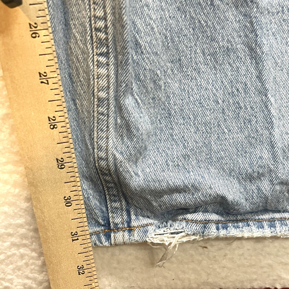 Abercrombie Fitch Jeans Womens 8 Long Blue 90s Straight Ultra High Rise Thrashed - Picture 12 of 13